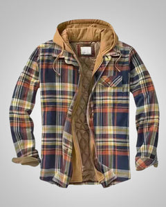 Klaus | Herren Casual Karierte Patchworkjacke in Orange
