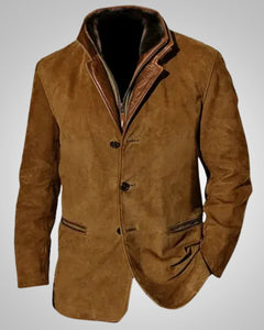 Frank | Herren Klassischer Reißverschluss Lederjacke in Dunkelbraun