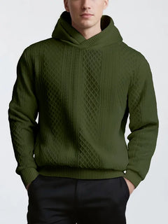 Karah - Langärmeliger Strick Kapuzenpullover in Grün