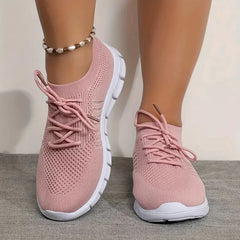 Damen Mesh-Schnürsneaker für Alle Jahreszeiten in Rosa