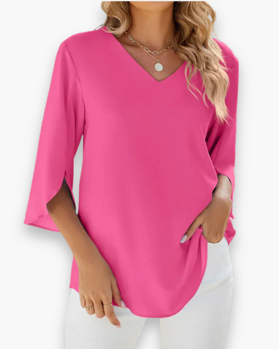 Damen Elegante V-Ausschnitt Bluse | Relaxed