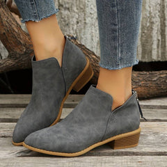 Damen Winter Wildleder Stiefeletten mit Slip-On-Design in Grau