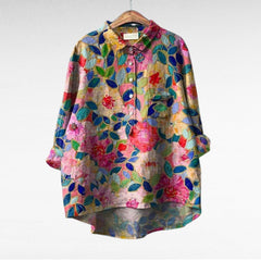 Olivia | Oversized Leinen-Bluse in Print 3