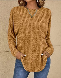 Ylva - Langärmeliger Freizeitpullover in Khaki