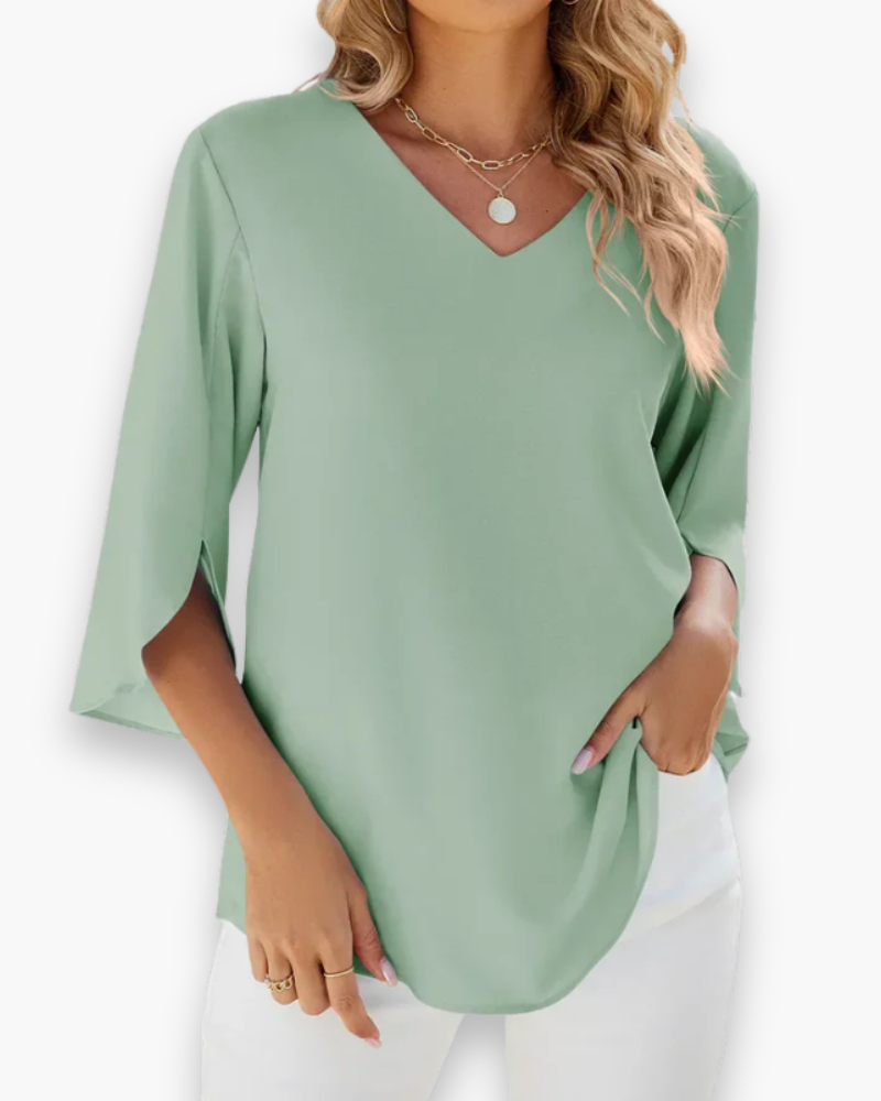 Damen Elegante V-Ausschnitt Bluse | Relaxed