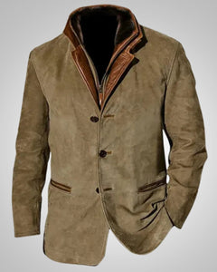 Frank | Herren Klassischer Reißverschluss Lederjacke in Khaki