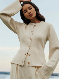 Alice Weiche Strickjacke mit Knöpfen und Muster in Elfenbein