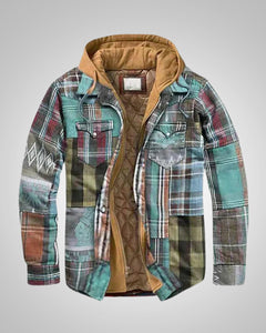 Klaus | Herren Casual Karierte Patchworkjacke in Mintgrün