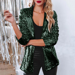 Deitra - Eleganter Blazer-Anzug mit funkelnden Pailletten in Dunkelgrün