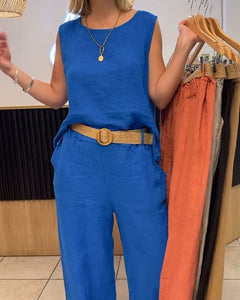 Yvonne™ | Elegantes zweiteiliges Boho-Set in Marineblau