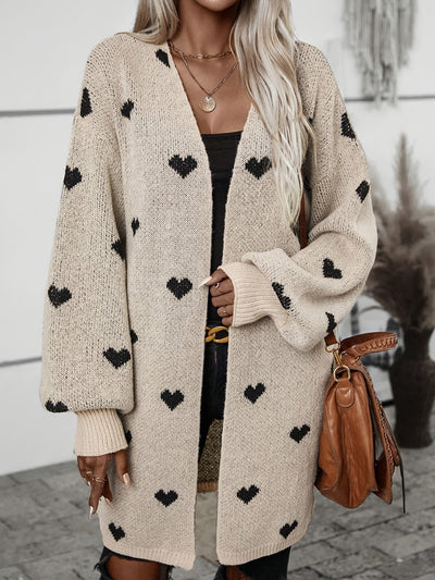 Damen Cardigan mit Herzmuster | Langarm