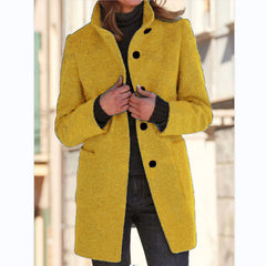 Vintora™ – Retro Damen-Windjacke mit Knöpfen und Stehkragen in Gelb