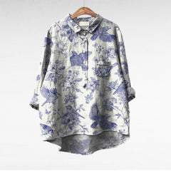 Olivia | Oversized Leinen-Bluse in Print 2