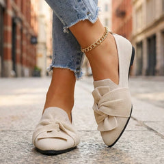 Kavira | Damen Strick-Loafers – Gestrickte Loafer Komfort in Beige