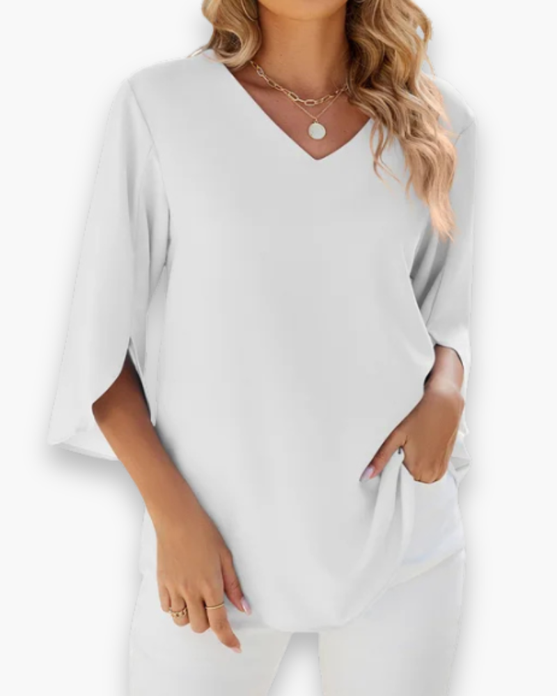 Damen Elegante V-Ausschnitt Bluse | Relaxed