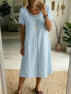 Josslyn - Kurzärmeliges Midikleid in Hellblau
