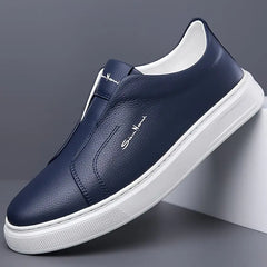 Leder Slipper Schuhe in Marineblau
