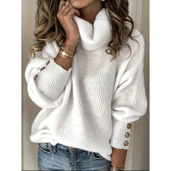 Übergroße Damen Rollkragenpullover in Weiß