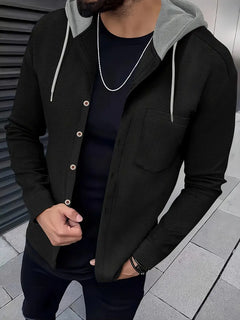 Johnathan – Lässige Kapuzen Jacke Mit Tasche in Schwarz