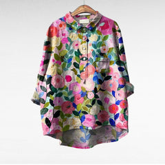 Olivia | Oversized Leinen-Bluse in Print 1
