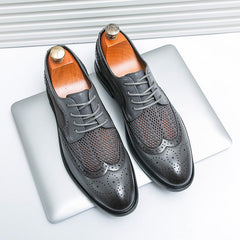 Edward | Flügelspitze Lochverzierung Schnürschuhe in Grau
