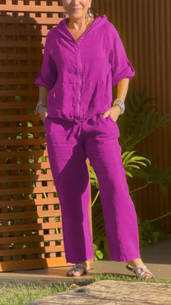 Florina - Set aus Hoodie mit Reißverschluss und Hose in Lila