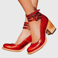 Nina - Damen Elegante Pumps mit Blockabsatz und Komfortpolsterung in Rot