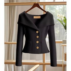 Barbora | Mühelos schicker Frühling- und Herbst-Cardigan in Schwarz