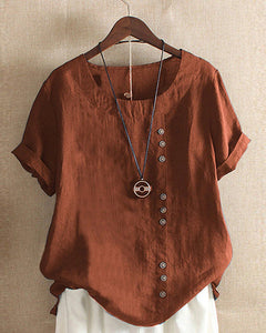 Ramona - Damen Kurzarm-Bluse in Braun
