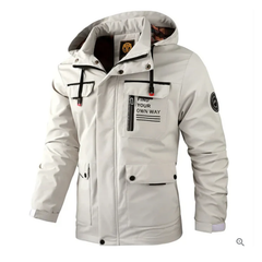 Herren Winterjacke | Kapuzenjacke Mit Taschen in Beige