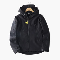 Herren Kapuzenjacke mit Reißverschluss und Ärmeltaschen in Schwarz