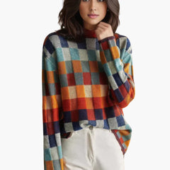 Strick Rollkragenpullover für Damen in Mehrfarbig
