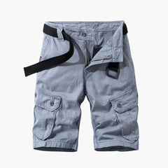 Herren Baumwoll-Cargo-Shorts mit Taschen und Gürtel in Hellblau
