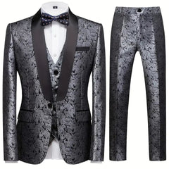 Eleganter 3-teiliger Slim-Fit-Anzug für Herren - Modernes Design in Dunkelgrau