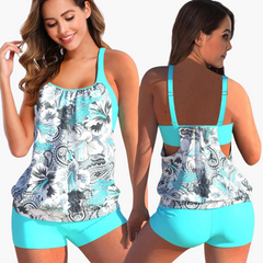 Tankini-Set für Damen - mit Bauchweg-Effekt und verstellbaren Trägern in Hellblau