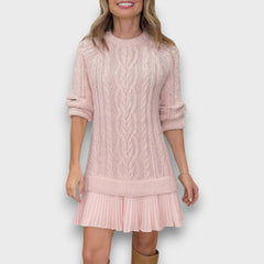 Valentina – Strickkleid mit Tüllsaum in Rosa
