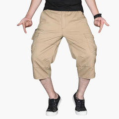 Herren 3/4 Cargohose mit Taschen für Frühling und Sommer in Khaki