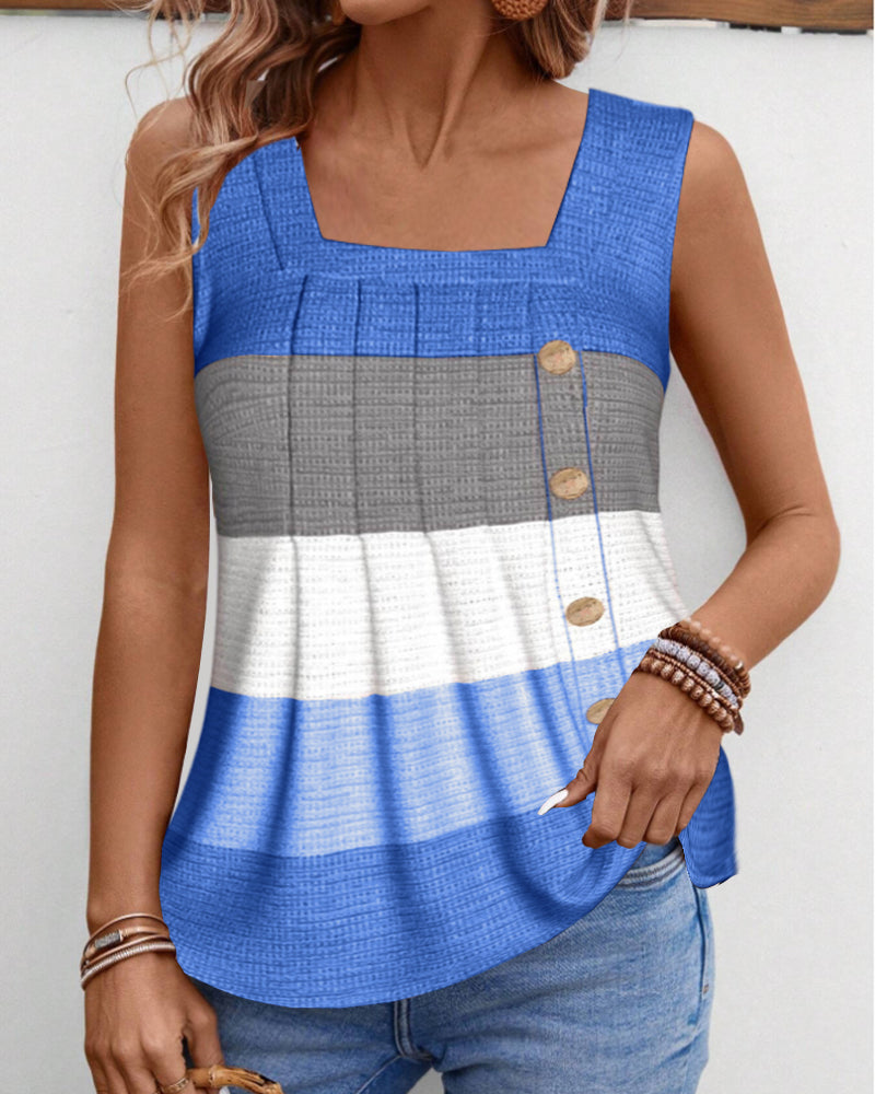 ROMA - Gestreiftes Tanktop mit Knöpfen