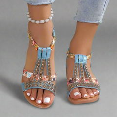 Bernatrudis | Elegante Boho-Sandalen für den Sommer in Blau
