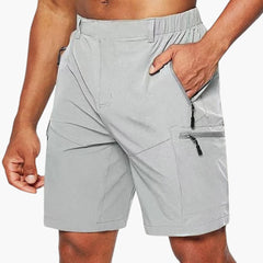 Herren Cargo Shorts mit Reißverschlusstaschen und Ripstop-Gewebe in Grau