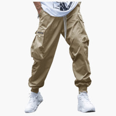 Herren-Cargo-Joggerhose mit Kordelzug und elastischen Bündchen in Beige