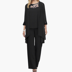 Dreiteiliges formelles Set für Frauen - elegante Kombination in Schwarz