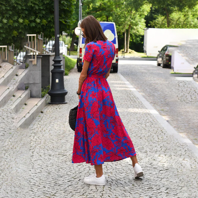 V-Ausschnitt Bedrucktes Kleid mit Schlitz für Damen