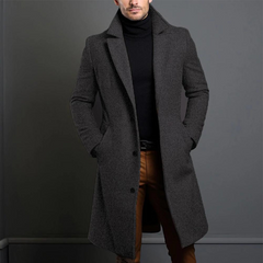 Herren Wintermantel | Slim Fit Langer Mantel in Grau