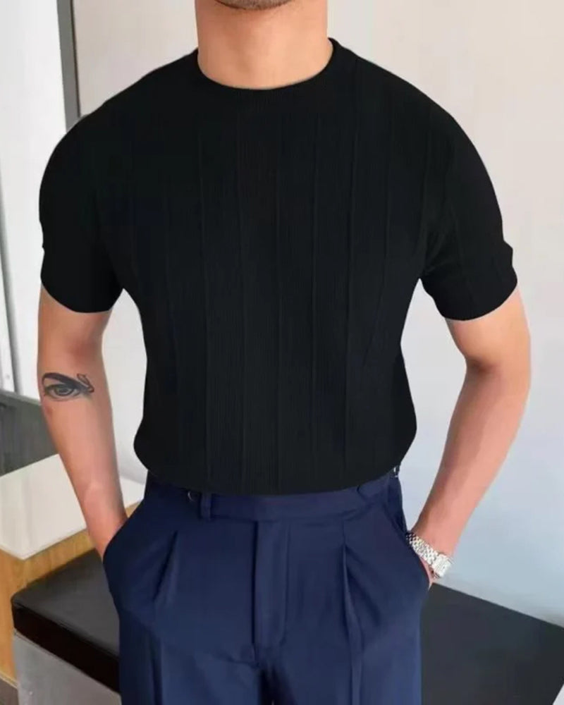 Herren Lässig Gerippt T-Shirt | Atmungsaktiv