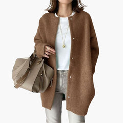 Wollmantel mit Gürtel für Damen in Braun