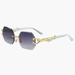 Damen Sonnenbrille mit UV400 Schutz und geometrischen Gläsern in Grau