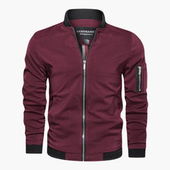 Herren jacke mit Frontreißverschluss und Ärmeltasche in Rot
