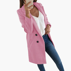 Mantel mit Knopfverschluss für Damen in Rosa