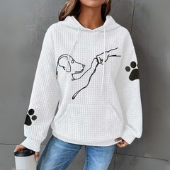 Damen Pullover | Kapuzenpullover mit Aufdruck in Weiß